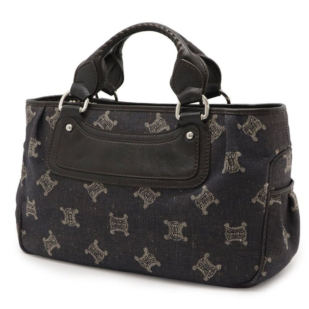 Celine Paris Macadam Boogie Bag Tote Denim Leather Black Silver - Picture 2 of 8